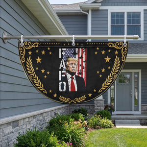 American Trump American Flag and Fighter Jet Graphic Patriotic Fan Flag