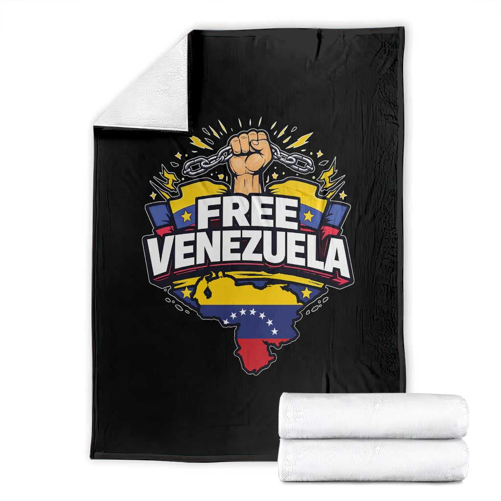 Free Venezuela Raised Fist Throw Blanket Libre Venezuelan Flag Map Liberation TS02 Black Print Your Wear