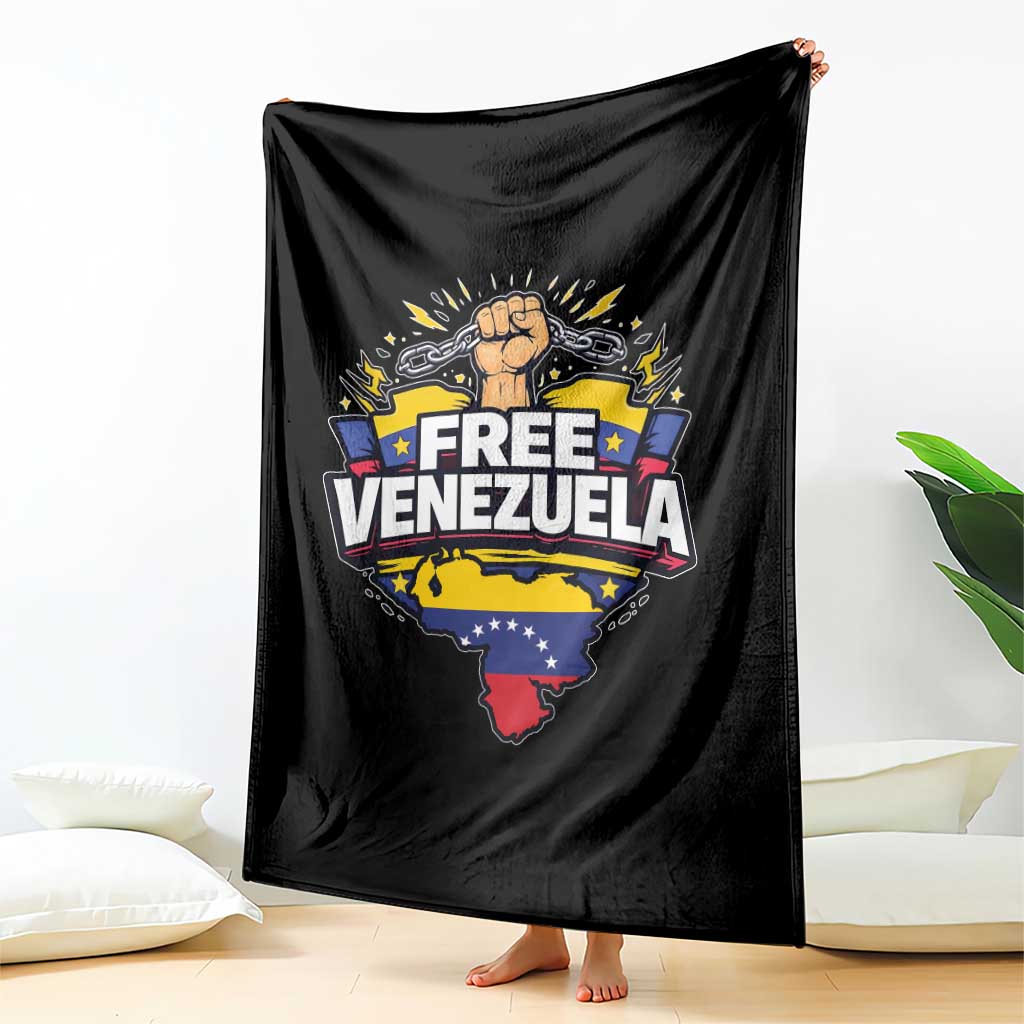 Free Venezuela Raised Fist Throw Blanket Libre Venezuelan Flag Map Liberation TS02 Print Your Wear
