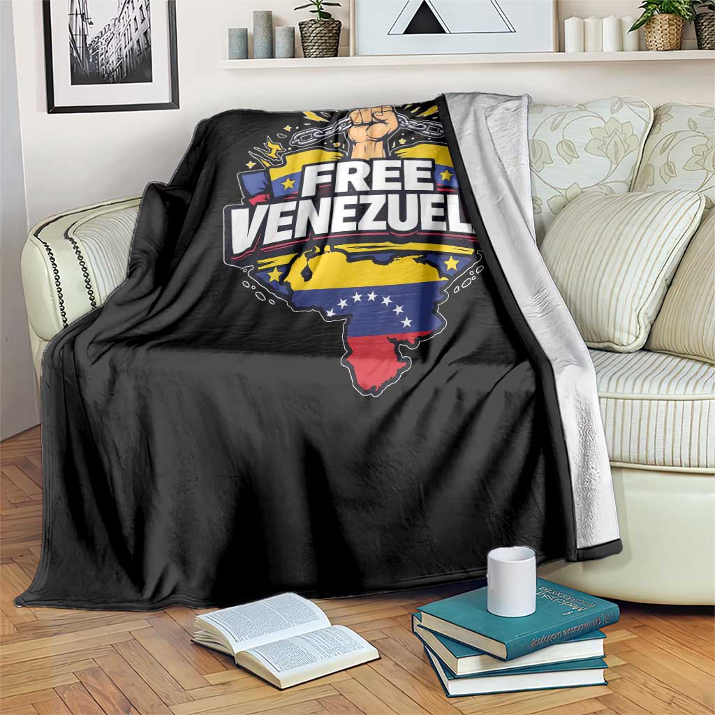 Free Venezuela Raised Fist Throw Blanket Libre Venezuelan Flag Map Liberation TS02 Print Your Wear
