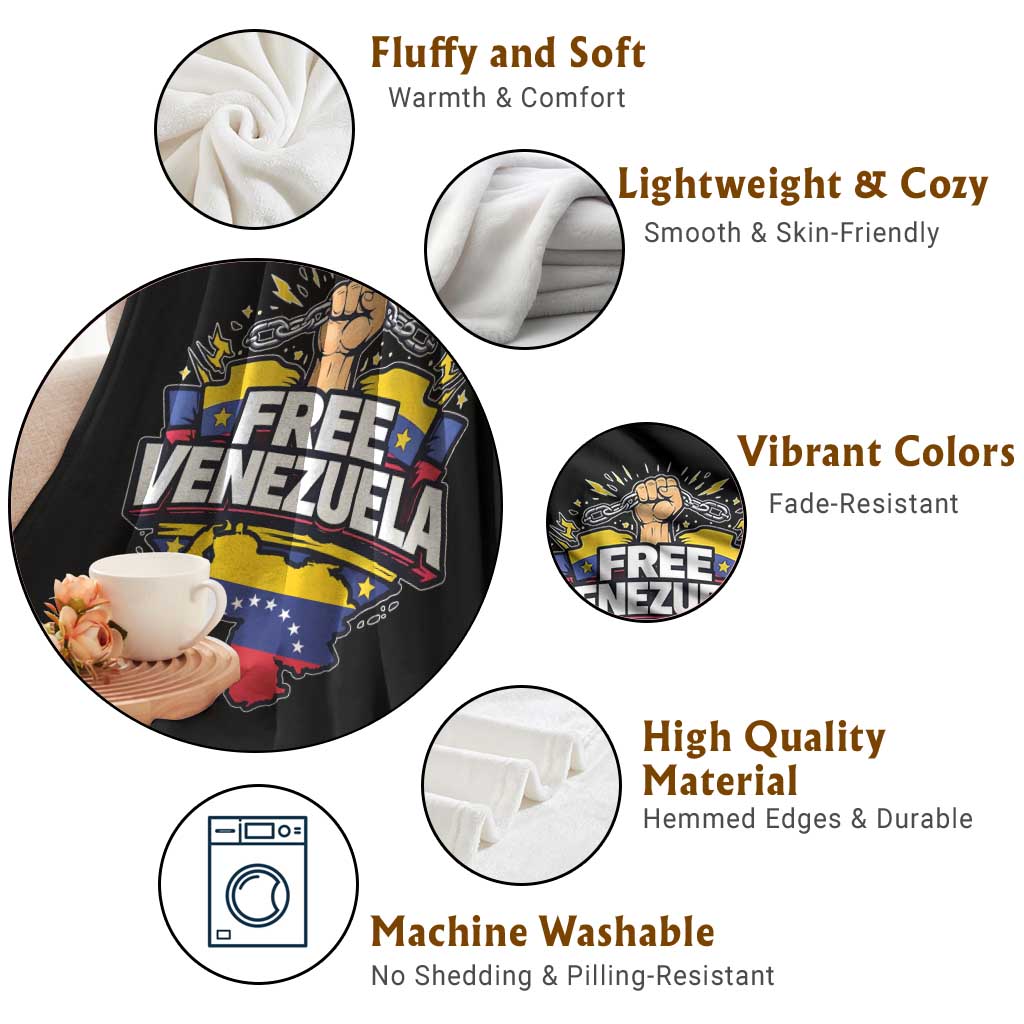 Free Venezuela Raised Fist Throw Blanket Libre Venezuelan Flag Map Liberation TS02 Print Your Wear