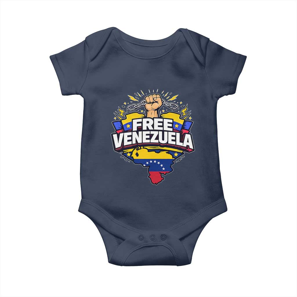 Free Venezuela Raised Fist Baby Onesie Libre Venezuelan Flag Map Liberation TS02 Navy Print Your Wear
