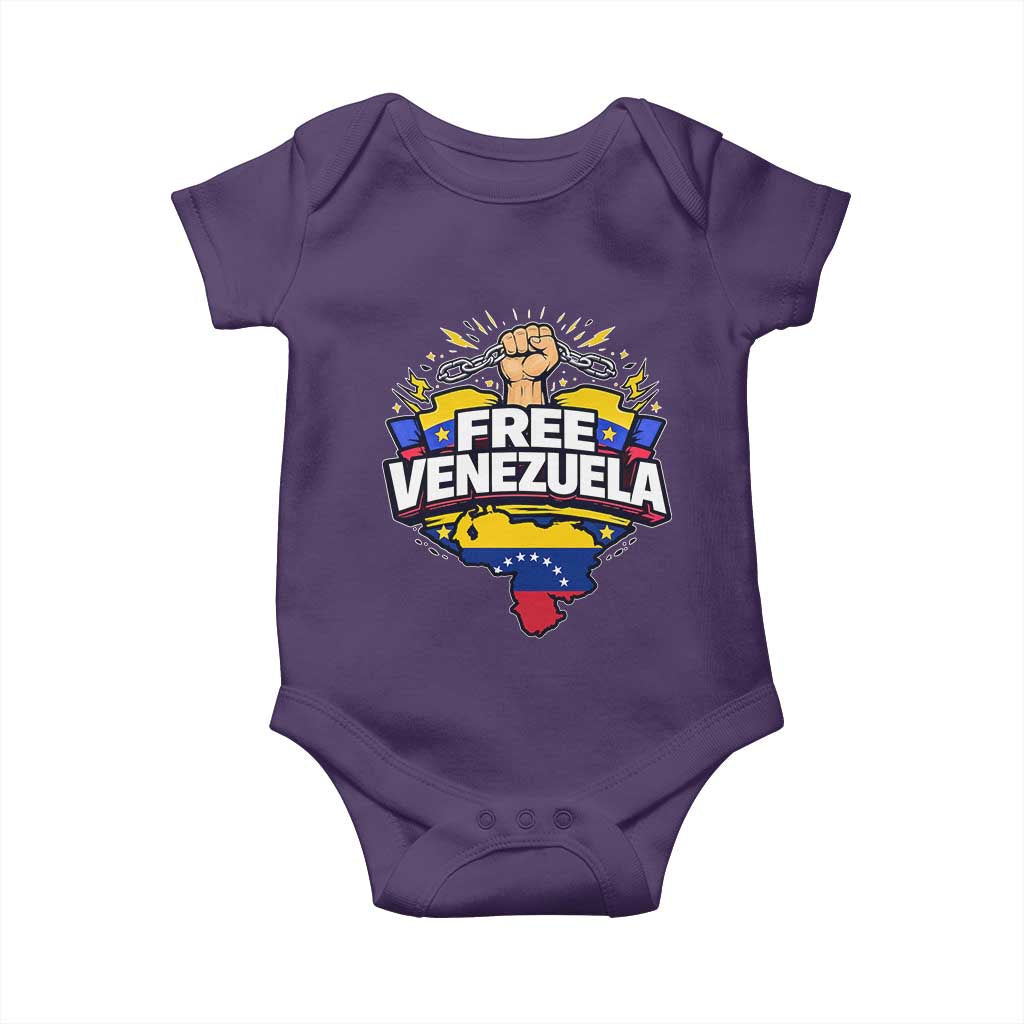 Free Venezuela Raised Fist Baby Onesie Libre Venezuelan Flag Map Liberation TS02 Purple Print Your Wear