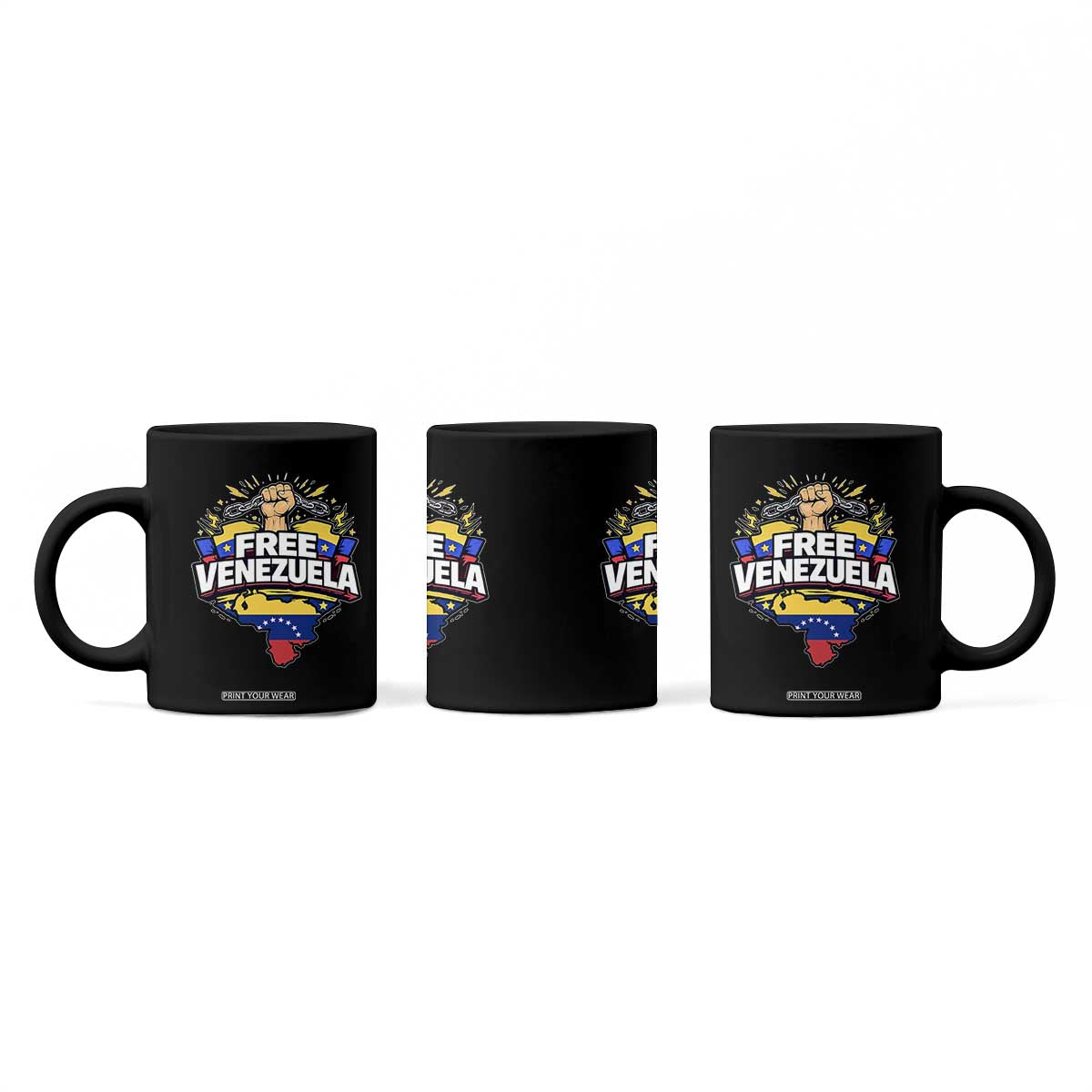 Free Venezuela Raised Fist Coffee Mug Libre Venezuelan Flag Map Liberation TS02 Print Your Wear