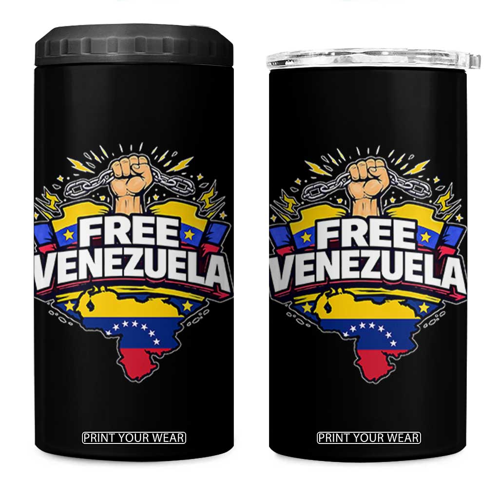 Free Venezuela Raised Fist 4 in 1 Can Cooler Tumbler Libre Venezuelan Flag Map Liberation TS02 One Size: 16 oz Black Print Your Wear