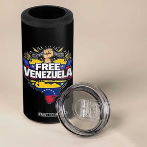 Free Venezuela Raised Fist 4 in 1 Can Cooler Tumbler Libre Venezuelan Flag Map Liberation TS02 Print Your Wear