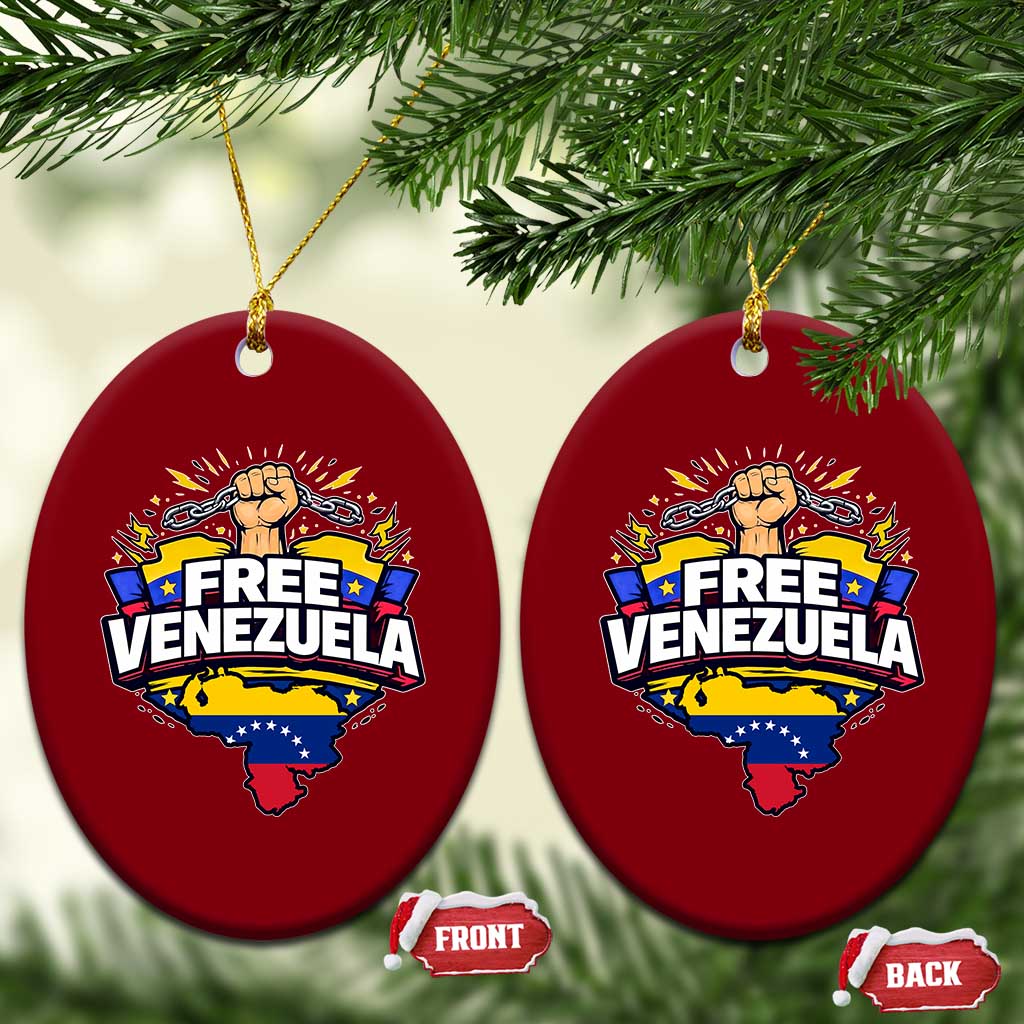 Free Venezuela Raised Fist Ceramic Ornament Libre Venezuelan Flag Map Liberation TS02 Print Your Wear