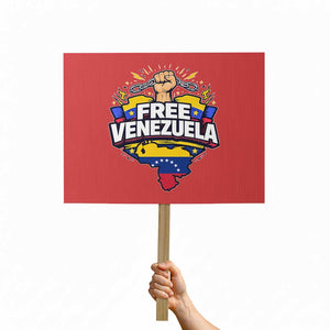 Free Venezuela Raised Fist Protest Sign Libre Venezuelan Flag Map Liberation TS02 Horizontal 18" × 24" Red Print Your Wear