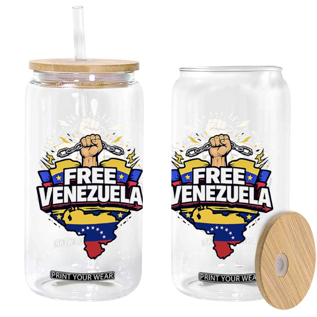 Free Venezuela Raised Fist Glass Can Libre Venezuelan Flag Map Liberation TS02 Print Your Wear