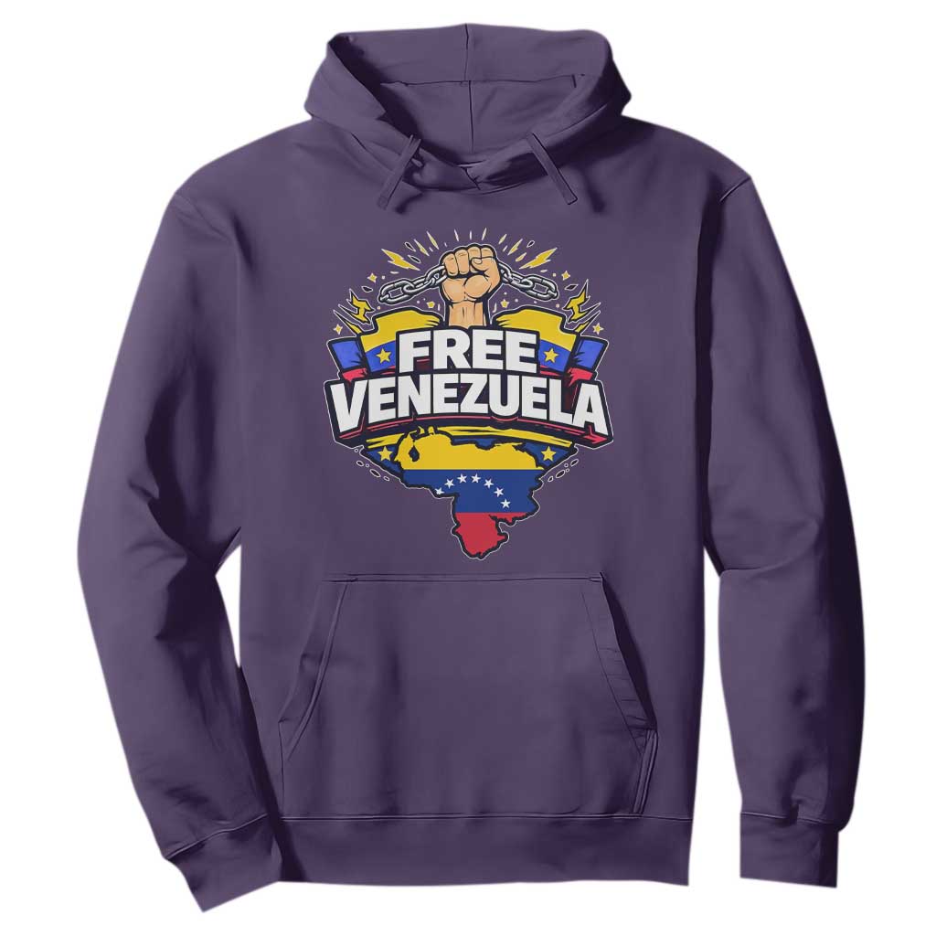 Free Venezuela Raised Fist Hoodie Libre Venezuelan Flag Map Liberation TS02 Purple Print Your Wear