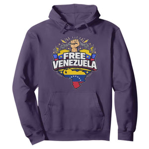 Free Venezuela Raised Fist Hoodie Libre Venezuelan Flag Map Liberation TS02 Purple Print Your Wear