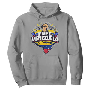 Free Venezuela Raised Fist Hoodie Libre Venezuelan Flag Map Liberation TS02 Sport Gray Print Your Wear