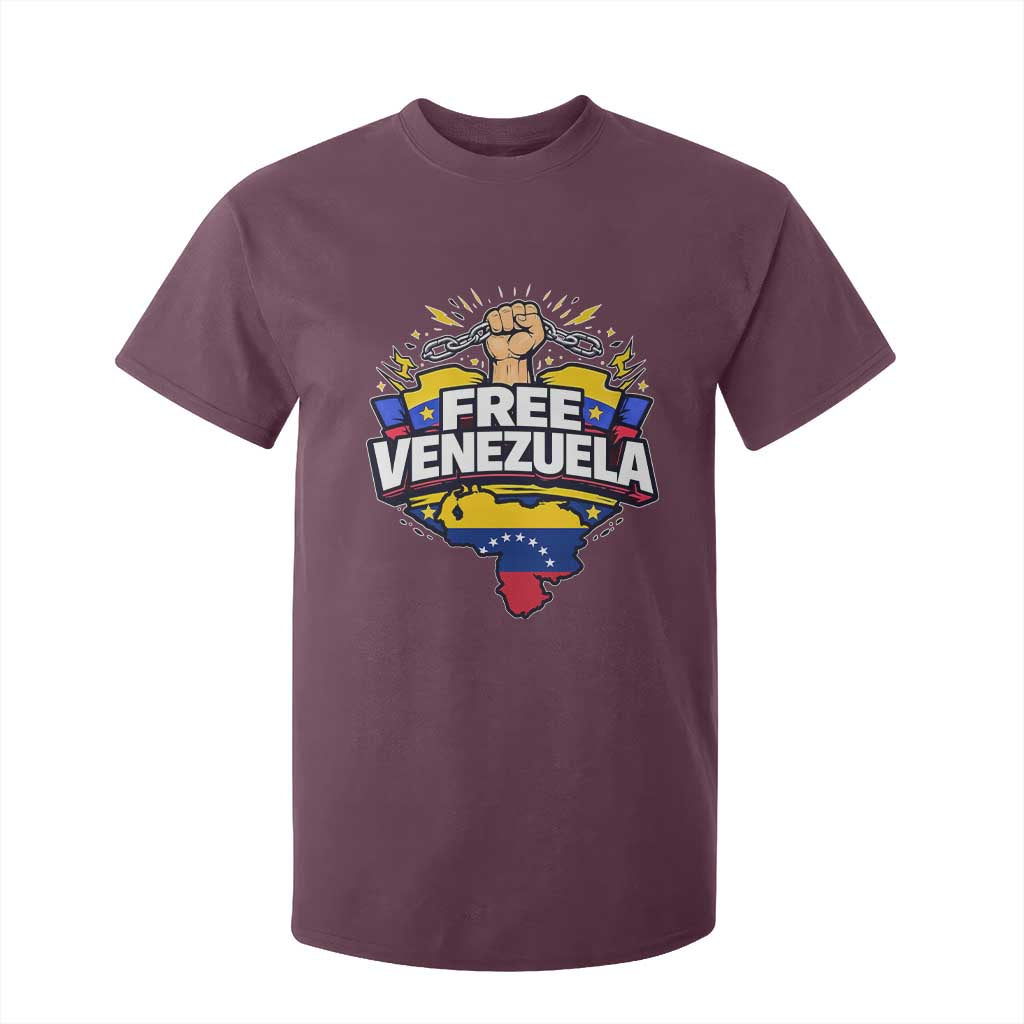 Free Venezuela Raised Fist T Shirt For Kid Libre Venezuelan Flag Map Liberation TS02 Maroon Print Your Wear