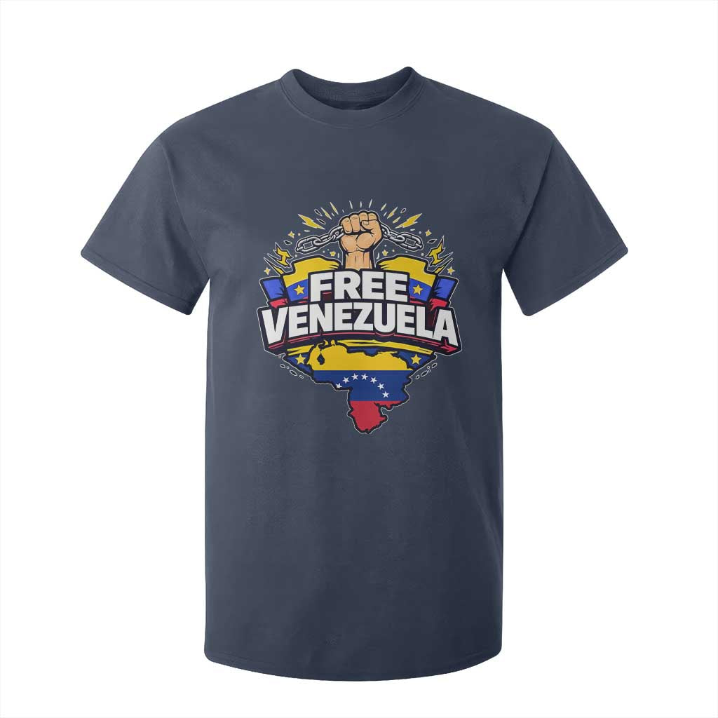 Free Venezuela Raised Fist T Shirt For Kid Libre Venezuelan Flag Map Liberation TS02 Navy Print Your Wear