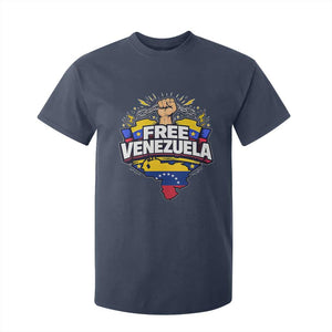 Free Venezuela Raised Fist T Shirt For Kid Libre Venezuelan Flag Map Liberation TS02 Navy Print Your Wear