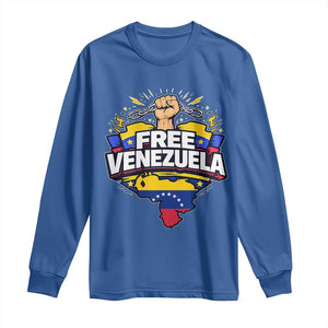 Free Venezuela Raised Fist Long Sleeve Shirt Libre Venezuelan Flag Map Liberation TS02 Royal Blue Print Your Wear
