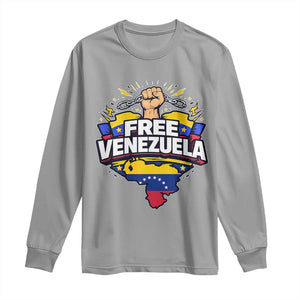Free Venezuela Raised Fist Long Sleeve Shirt Libre Venezuelan Flag Map Liberation TS02 Sport Gray Print Your Wear
