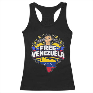 Free Venezuela Raised Fist Racerback Tank Top Libre Venezuelan Flag Map Liberation TS02 Black Print Your Wear