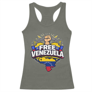 Free Venezuela Raised Fist Racerback Tank Top Libre Venezuelan Flag Map Liberation TS02 Military Green Print Your Wear