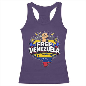 Free Venezuela Raised Fist Racerback Tank Top Libre Venezuelan Flag Map Liberation TS02 Purple Print Your Wear