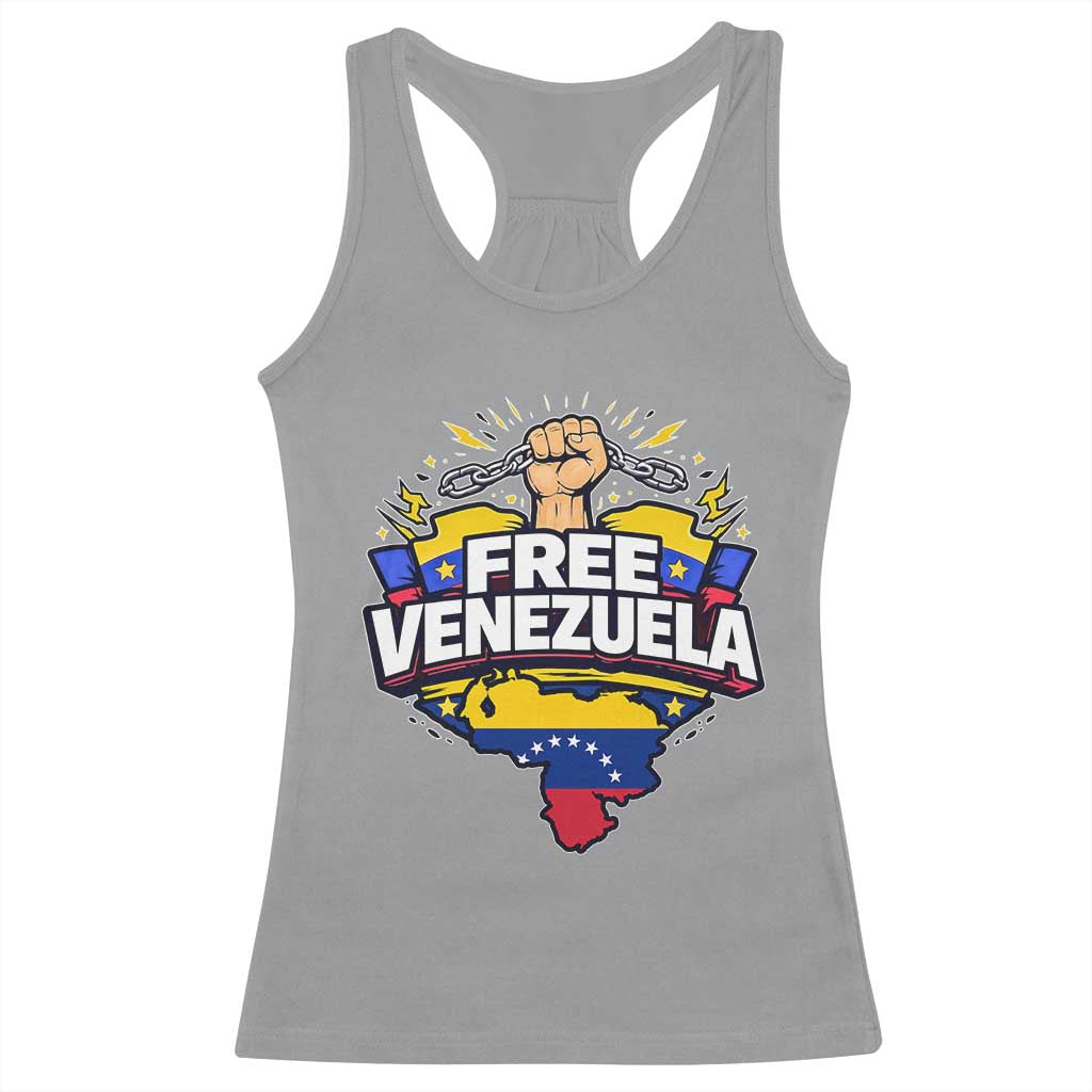 Free Venezuela Raised Fist Racerback Tank Top Libre Venezuelan Flag Map Liberation TS02 Sport Gray Print Your Wear