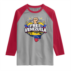 Free Venezuela Raised Fist Raglan Shirt Libre Venezuelan Flag Map Liberation TS02 Sport Gray Red Print Your Wear