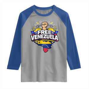 Free Venezuela Raised Fist Raglan Shirt Libre Venezuelan Flag Map Liberation TS02 Sport Gray Royal Print Your Wear