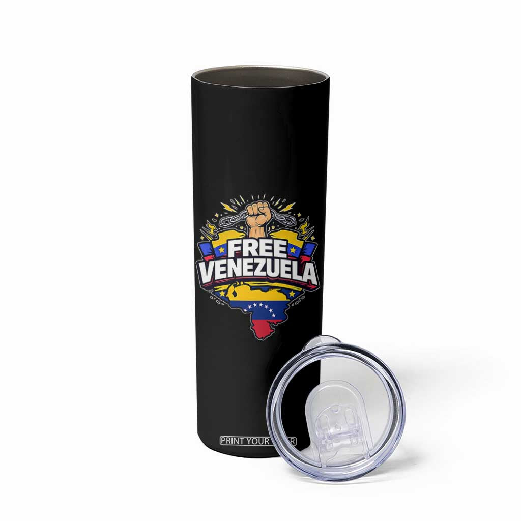 Free Venezuela Raised Fist Skinny Tumbler Libre Venezuelan Flag Map Liberation TS02 Print Your Wear