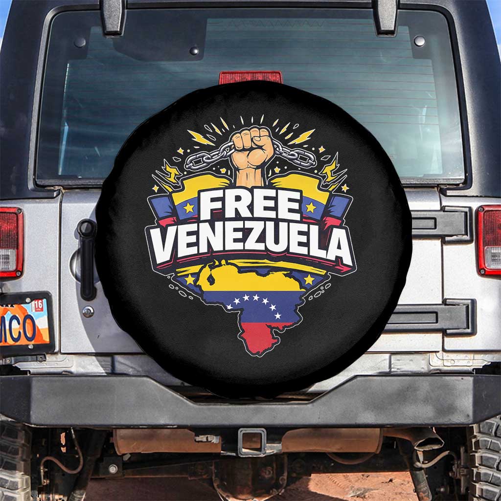 Free Venezuela Raised Fist Spare Tire Cover Libre Venezuelan Flag Map Liberation TS02 No hole Black Print Your Wear