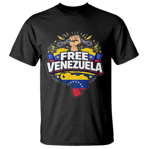 Free Venezuela Raised Fist T Shirt Libre Venezuelan Flag Map Liberation TS02 Black Print Your Wear
