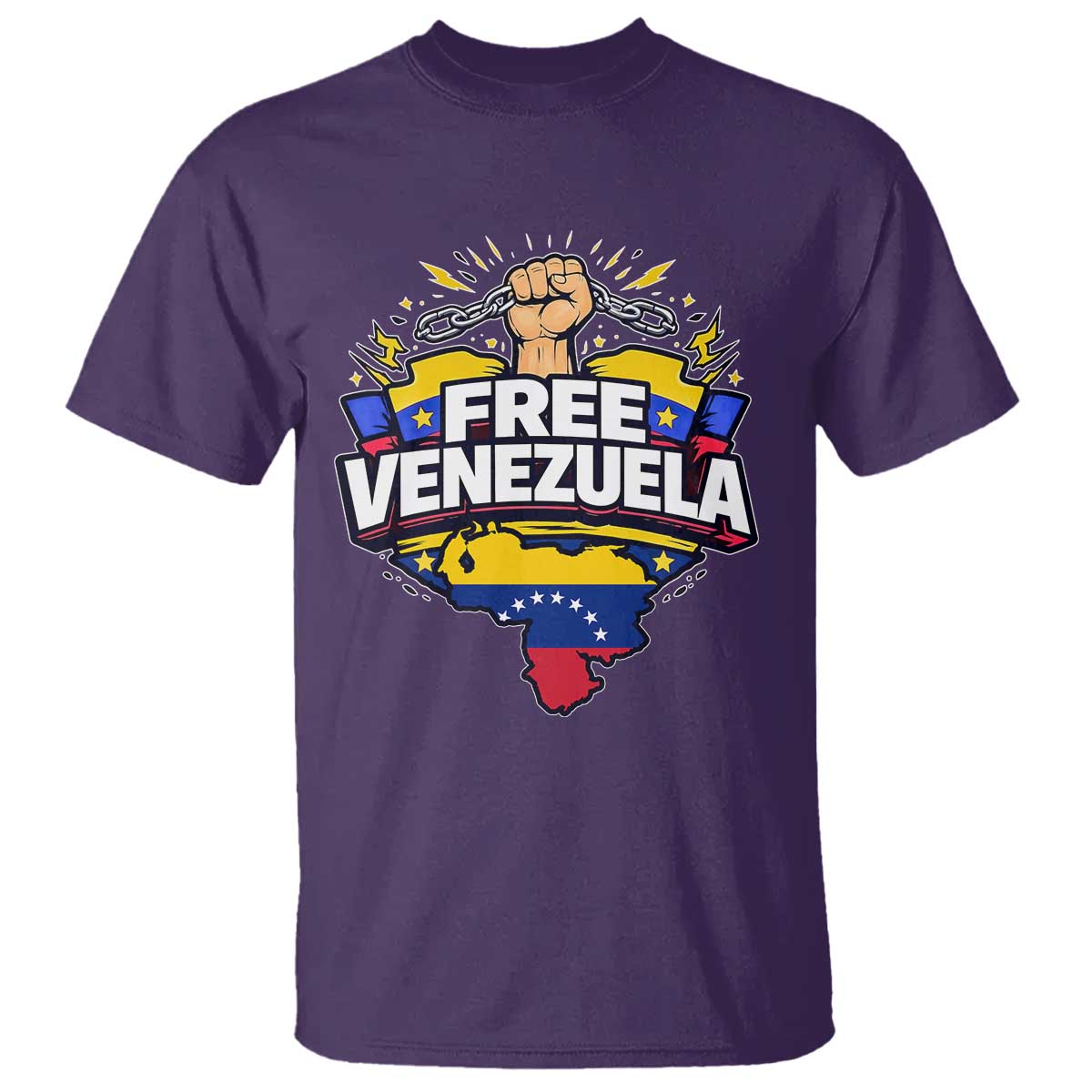 Free Venezuela Raised Fist T Shirt Libre Venezuelan Flag Map Liberation TS02 Purple Print Your Wear