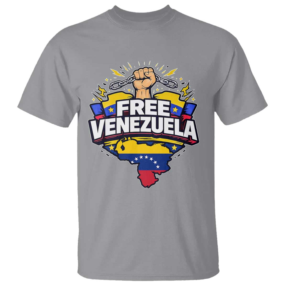 Free Venezuela Raised Fist T Shirt Libre Venezuelan Flag Map Liberation TS02 Sport Gray Print Your Wear