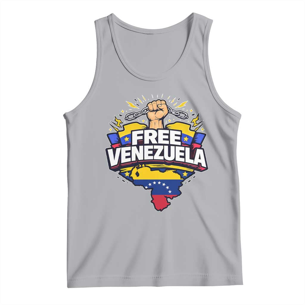 Free Venezuela Raised Fist Tank Top Libre Venezuelan Flag Map Liberation TS02 Athletic Heather Print Your Wear