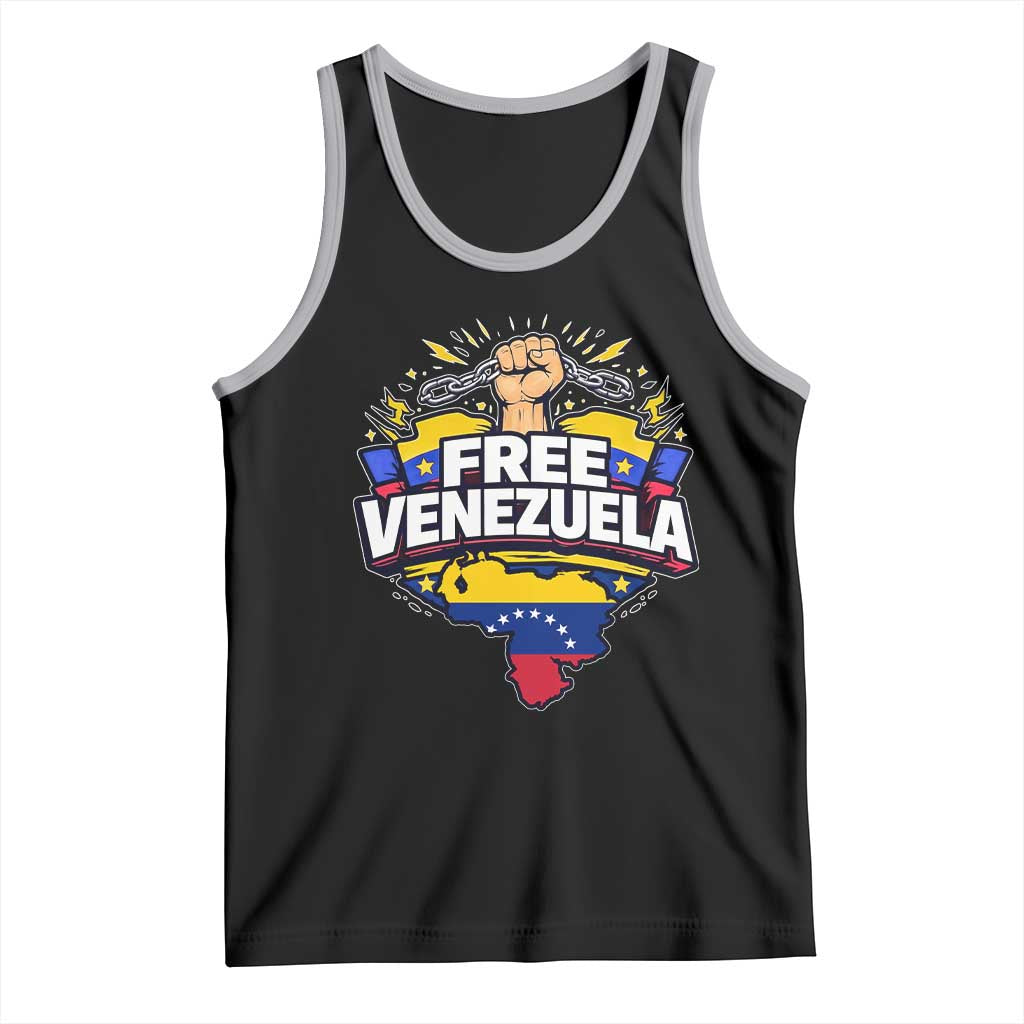 Free Venezuela Raised Fist Tank Top Libre Venezuelan Flag Map Liberation TS02 Black Athletic Heather Print Your Wear