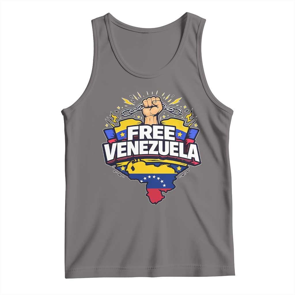 Free Venezuela Raised Fist Tank Top Libre Venezuelan Flag Map Liberation TS02 Deep Heather Print Your Wear