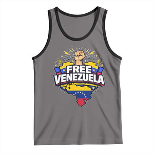 Free Venezuela Raised Fist Tank Top Libre Venezuelan Flag Map Liberation TS02 Deep Heather Black Print Your Wear