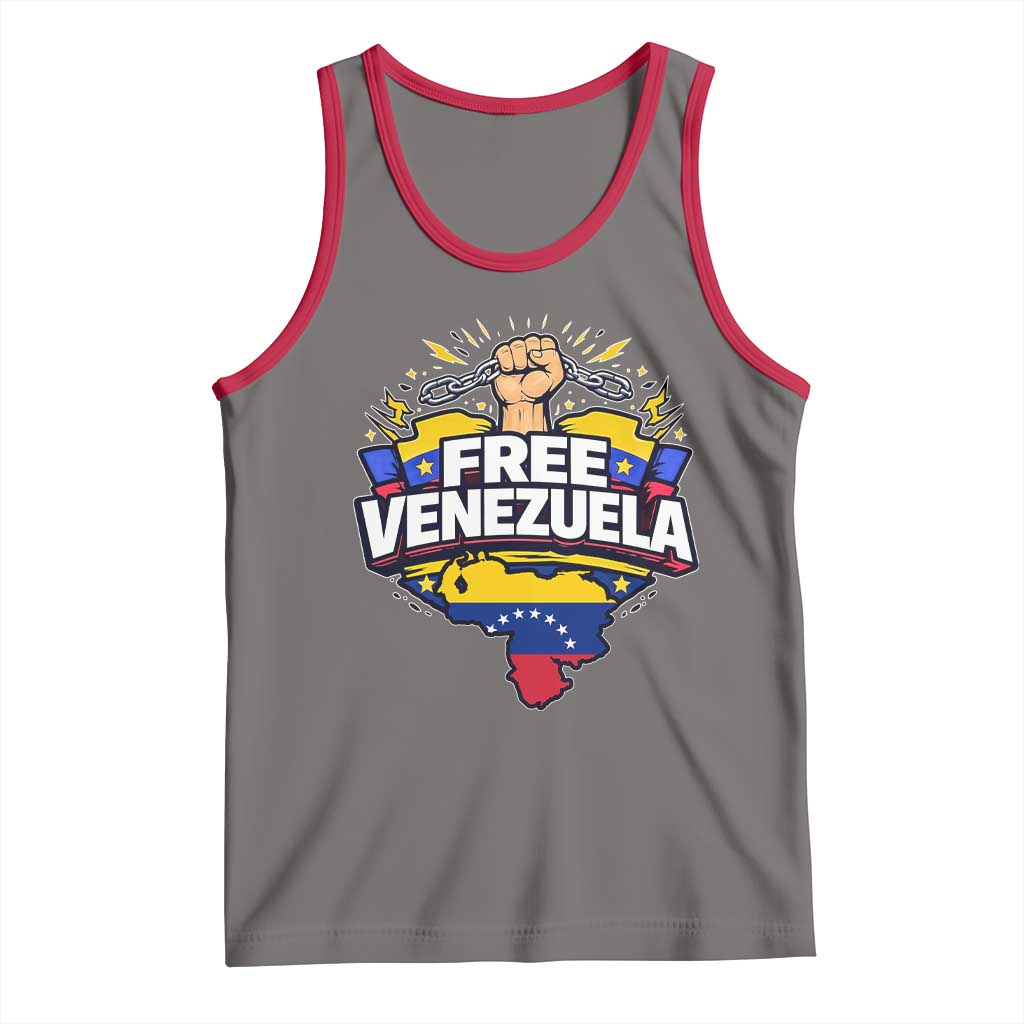 Free Venezuela Raised Fist Tank Top Libre Venezuelan Flag Map Liberation TS02 Deep Heather Red Print Your Wear