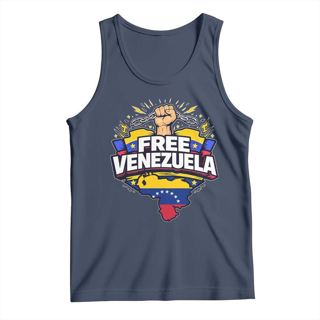Free Venezuela Raised Fist Tank Top Libre Venezuelan Flag Map Liberation TS02 Navy Print Your Wear