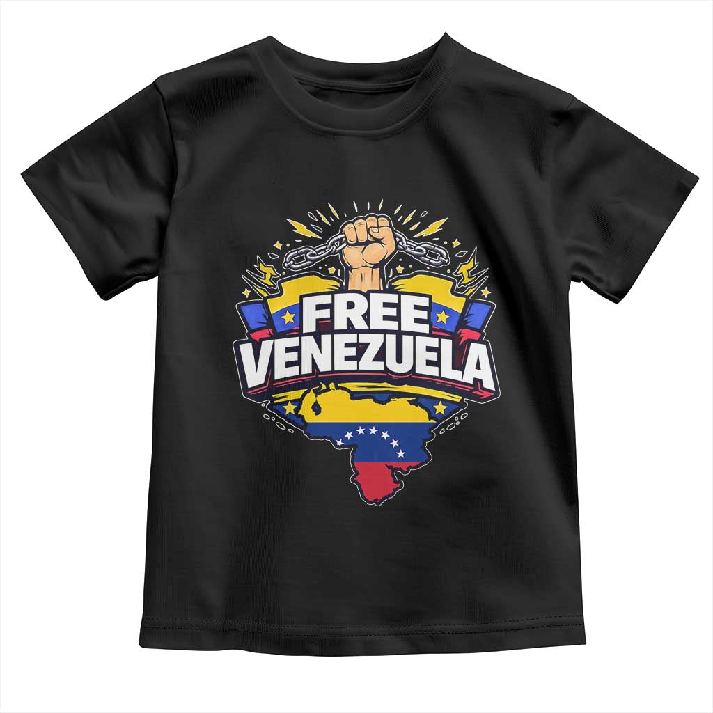 Free Venezuela Raised Fist Toddler T Shirt Libre Venezuelan Flag Map Liberation TS02 Black Print Your Wear