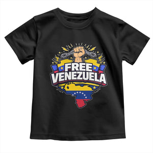 Free Venezuela Raised Fist Toddler T Shirt Libre Venezuelan Flag Map Liberation TS02 Black Print Your Wear