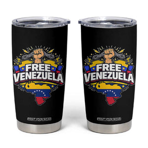 Free Venezuela Raised Fist Tumbler Cup Libre Venezuelan Flag Map Liberation TS02 Black Print Your Wear