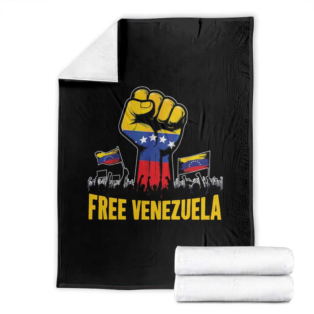 Free Venezuela Flag Throw Blanket Raised Fist Resistance for Liberation Supporters TS02 Black Print Your Wear