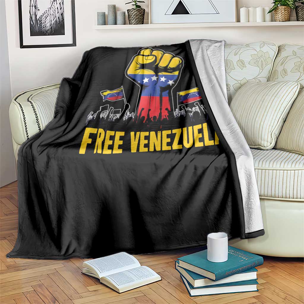 Free Venezuela Flag Throw Blanket Raised Fist Resistance for Liberation Supporters TS02 Print Your Wear