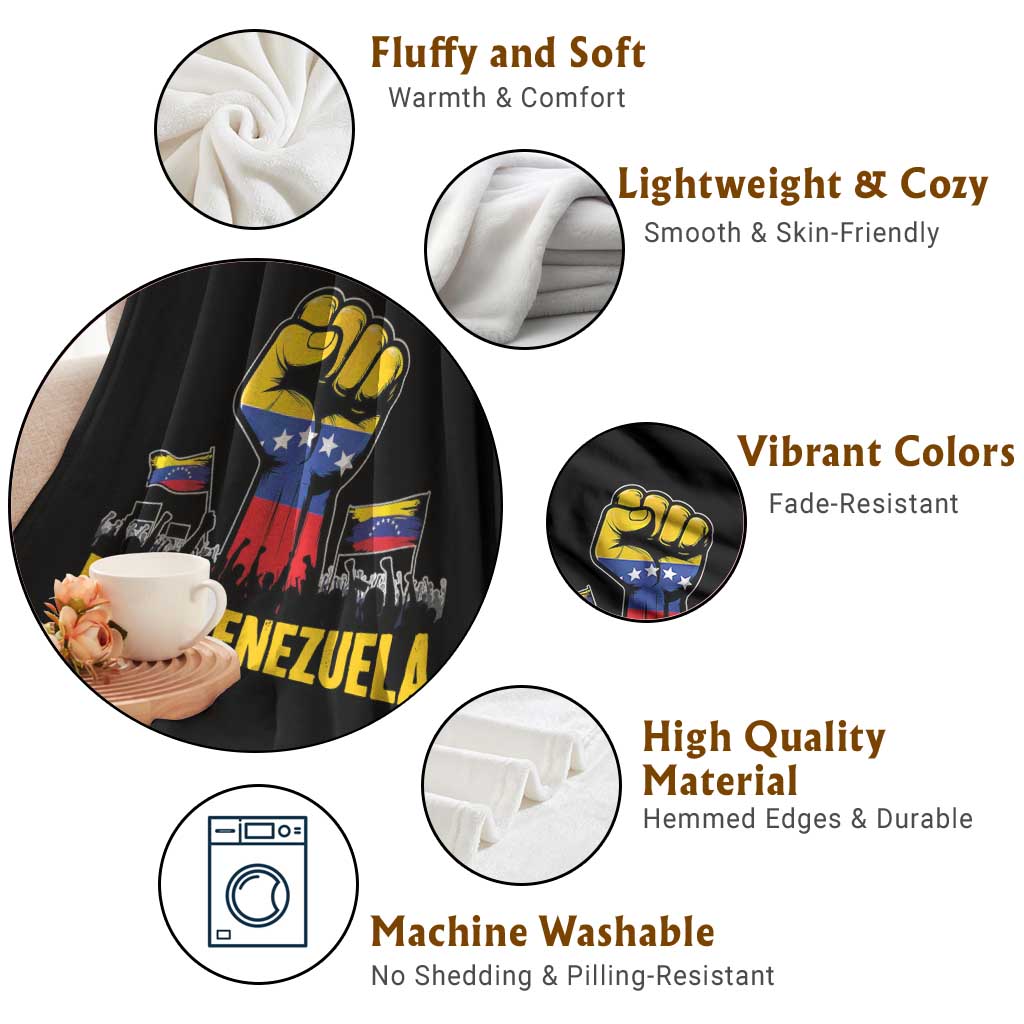 Free Venezuela Flag Throw Blanket Raised Fist Resistance for Liberation Supporters TS02 Print Your Wear