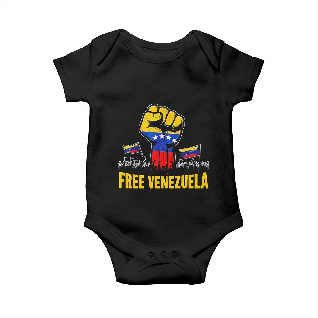 Free Venezuela Flag Baby Onesie Raised Fist Resistance for Liberation Supporters TS02 Black Print Your Wear