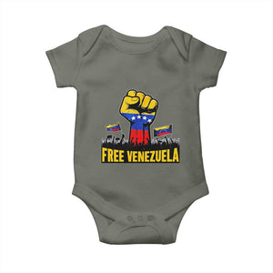 Free Venezuela Flag Baby Onesie Raised Fist Resistance for Liberation Supporters TS02 Military Green Print Your Wear