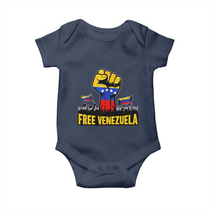 Free Venezuela Flag Baby Onesie Raised Fist Resistance for Liberation Supporters TS02 Navy Print Your Wear