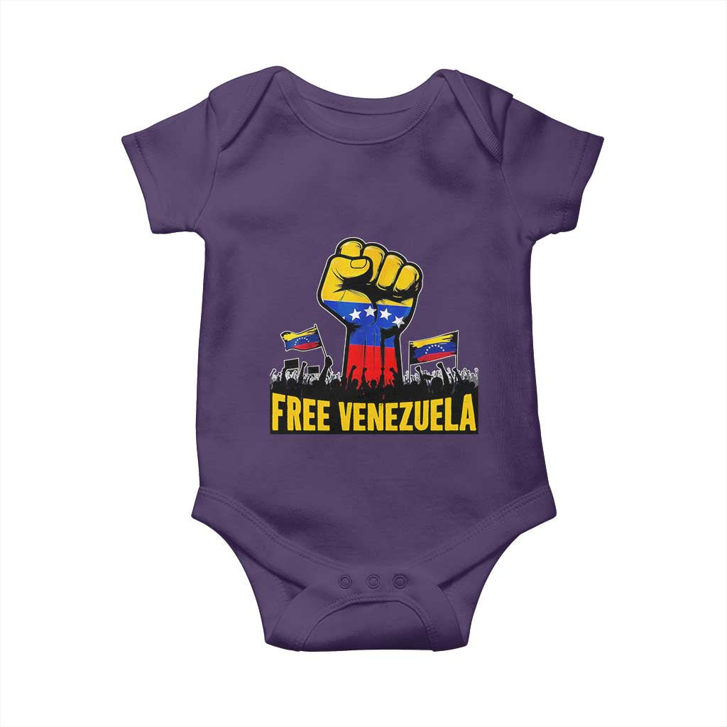 Free Venezuela Flag Baby Onesie Raised Fist Resistance for Liberation Supporters TS02 Purple Print Your Wear