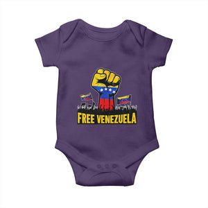 Free Venezuela Flag Baby Onesie Raised Fist Resistance for Liberation Supporters TS02 Purple Print Your Wear