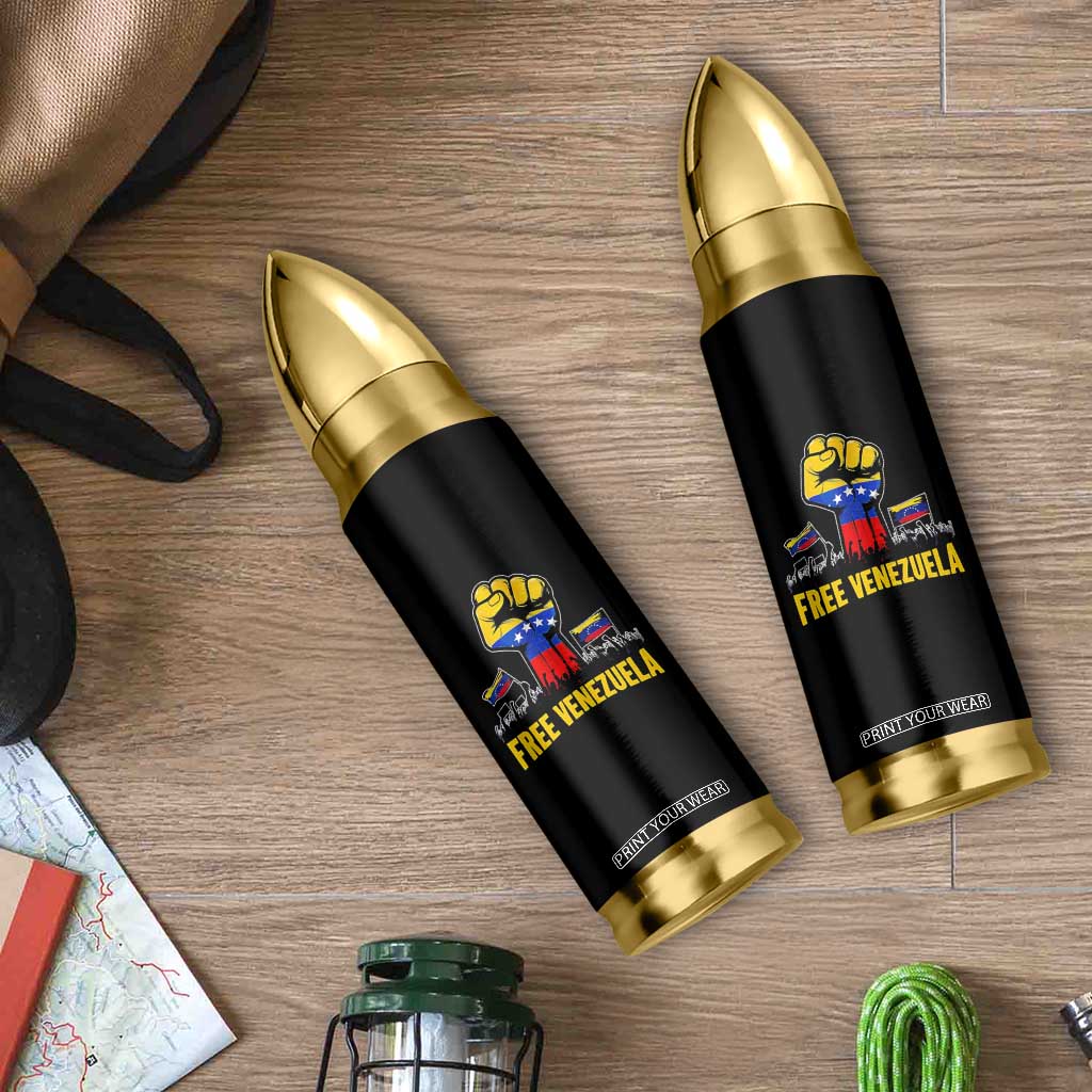 Free Venezuela Flag Bullet Tumbler Raised Fist Resistance for Liberation Supporters TS02 Print Your Wear